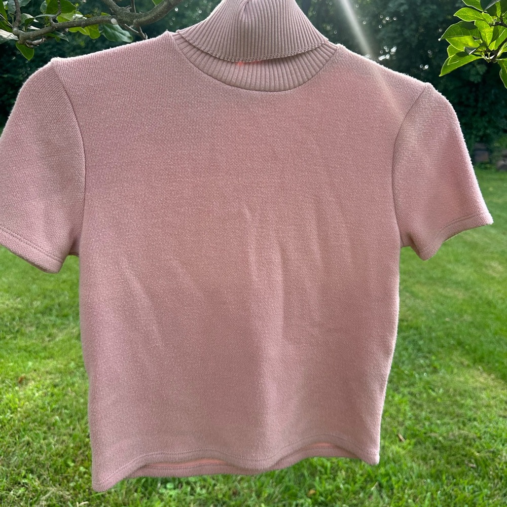 Zara Women's‎ | Dusty Pink Ribbed Knit Soft Collared Top | SZ Snall